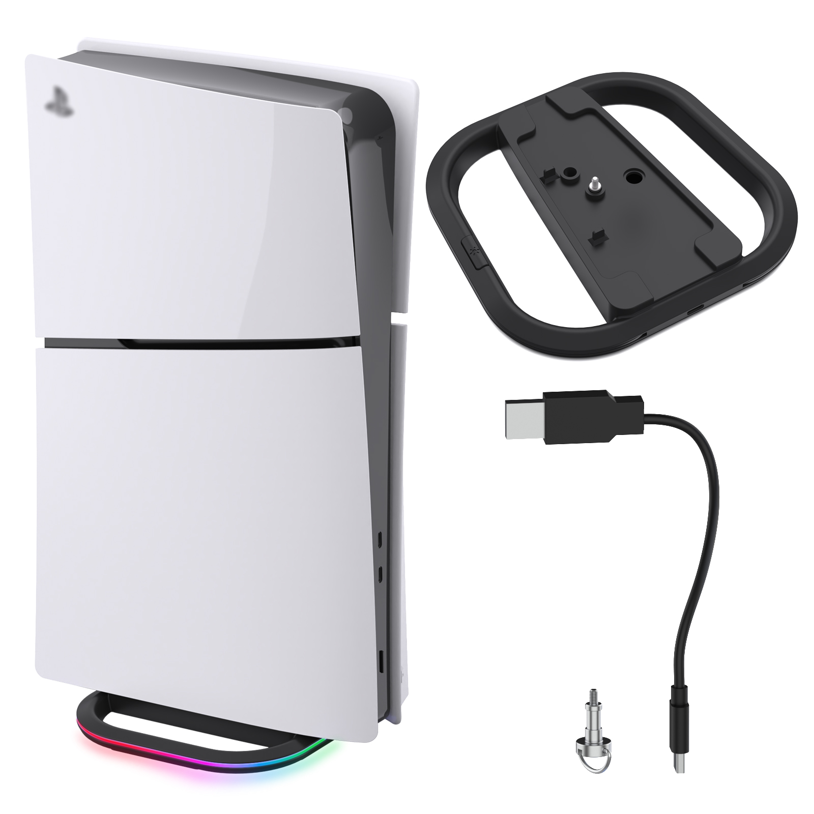 PS5 Vertical RGB 7 Modes Light Stand Sturdy Base Easy Install for PS5 Slim Playstation 5 Console